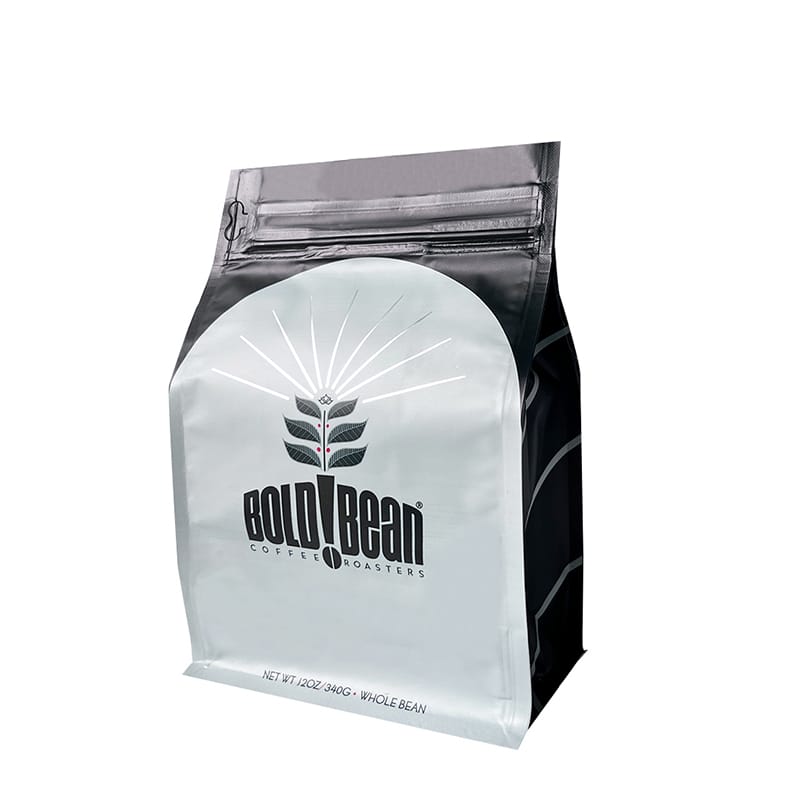 Custom Coffee Pouch Manufacturer | Aluminum Foil Flat Bottom Stand Up Bag with Tab Zipper | MOQ 5,000pcs