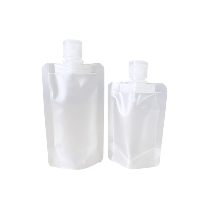 Custom Frosted Spout Pouch Manufacturer | Translucent Portable Travel Lotion & Cosmetic Packaging | MOQ 5,000pcs
