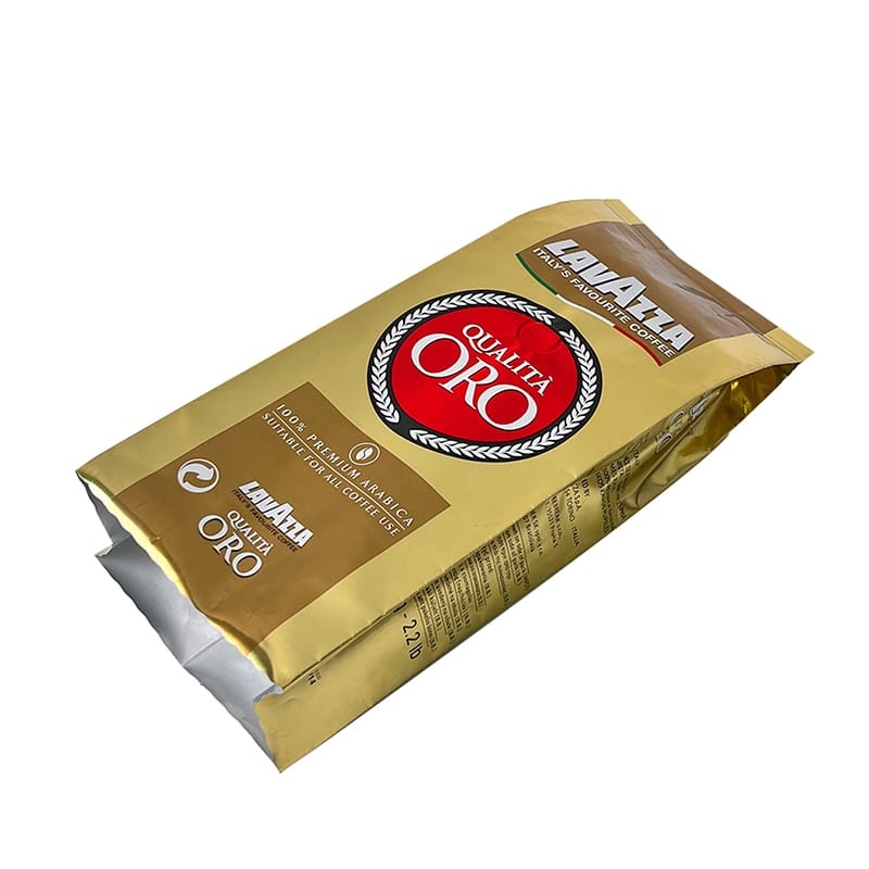 Custom Golden Aluminum Foil Coffee Bag Manufacturer | Side Gusset Pouches with Degassing Valve | MOQ 5,000pcs