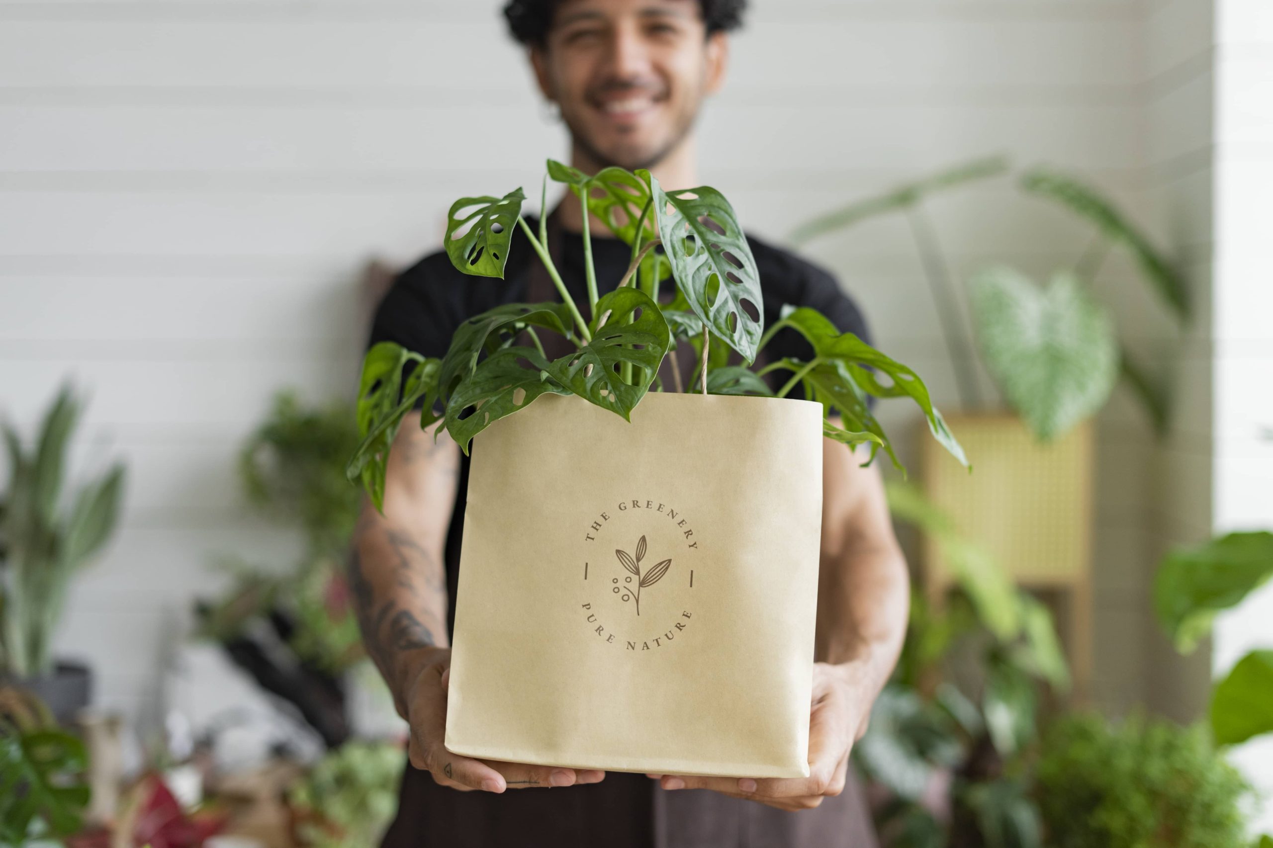 Plant shop business owner delivery packaging